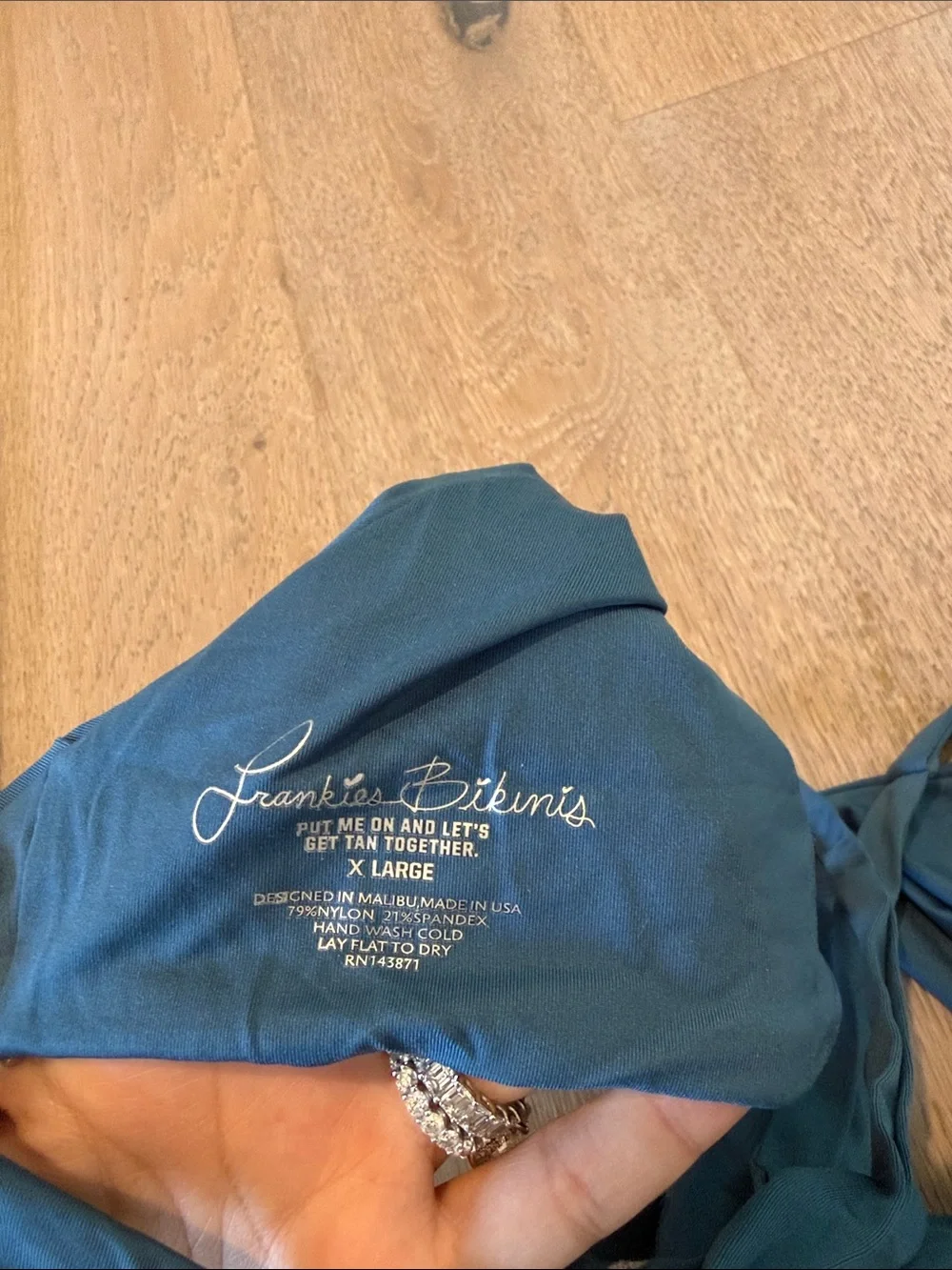 Frankie's Bikinis Teal Tie-Front Bikini Top
